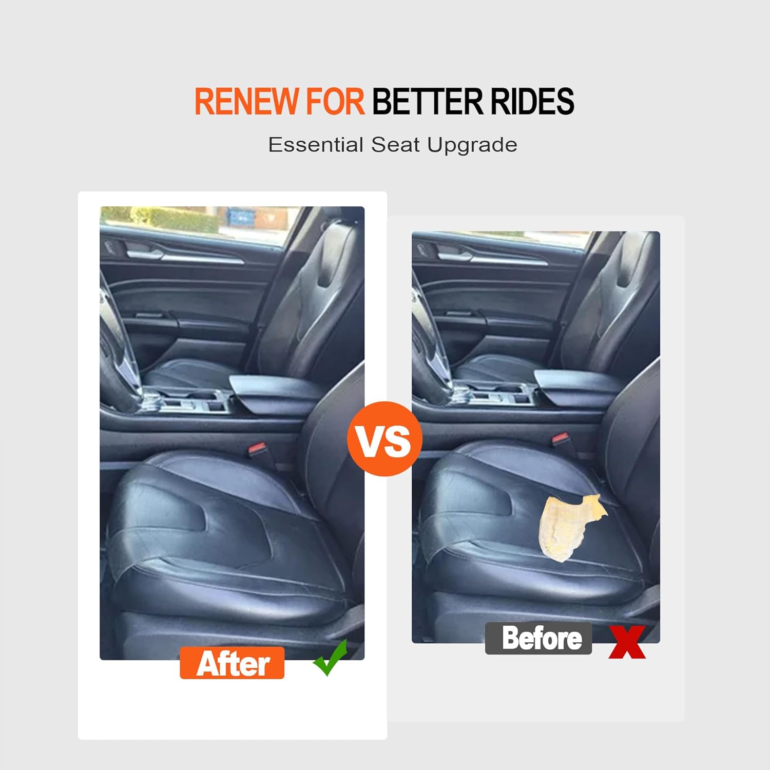 GXARTS Driver Side Bottom Lower Replacement Perforated Leather Seat Cover Black Compatible with Ford Fusion Titanium 2013 2014 2015 2016 2017 Fit for Ford Edge 2013 2014 2015 2016 2017