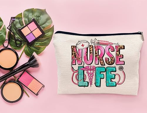 Miniatura 4 de Bolsa de maquillaje para enfermera, color negro, divertido regalo de agradecimiento para enfermera, pequeña bolsa de cosméticos para bolso, HSXL11-7