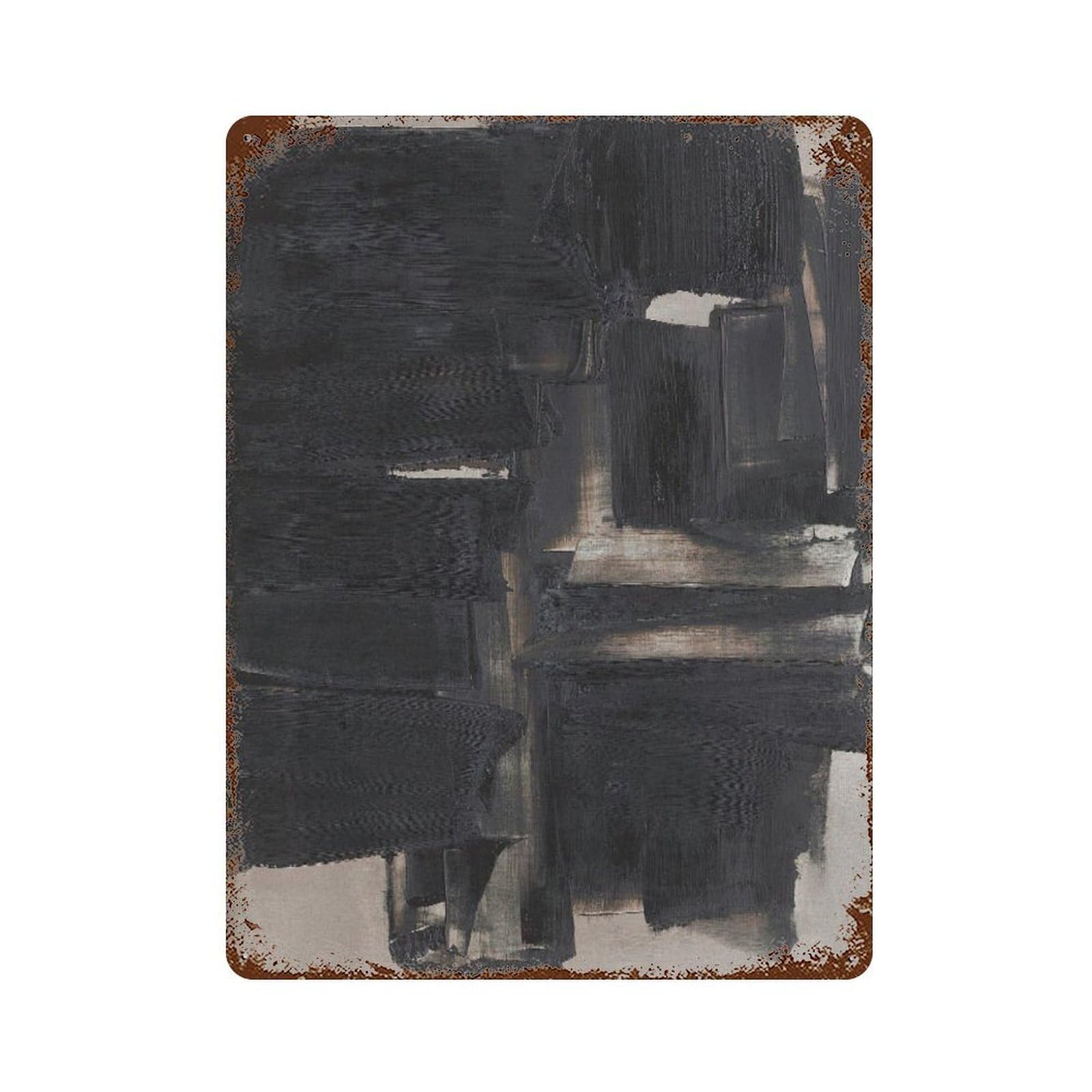 xiaoxiaoshen Soulages Abstract Black Texture Exhibition Wall Decor Art Metal Tin Poster Modern Home Decor Art Home Bar Shop Decorations Vintage Sign 40x30cm