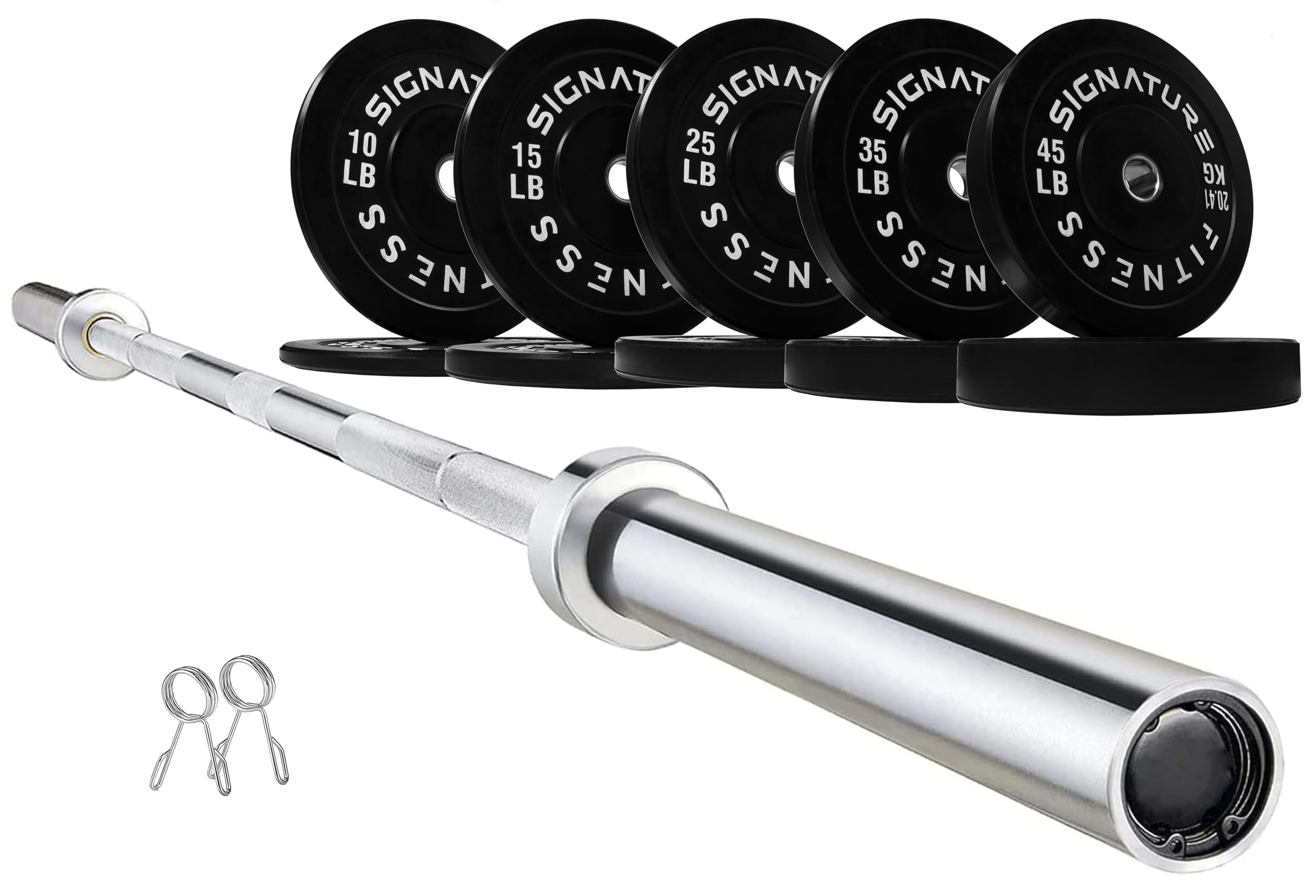 Fitvids Olympic Barbell 2-Inch Rubber Bumper Plate Weight Set for Strength Training, Multiple Options