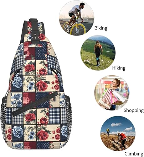 Miniatura 5 de Small Crossbody Bags for Women Men - Vintage Rose Check Print Adjustable Shoulder Bag Fanny Packs Belt Sling Bag Crossbody Purses Backpack for