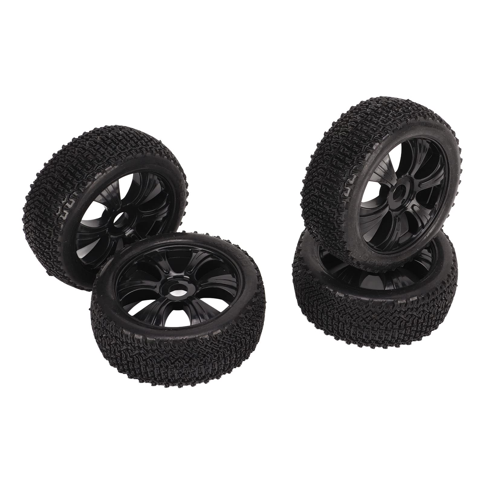 Pneumatico Corto per Camion, Gomma Plastica Resistente all'Usura 4 Pezzi Sostituzione Pneumatici RC per Modellini in Scala 1/10 (Nero)
