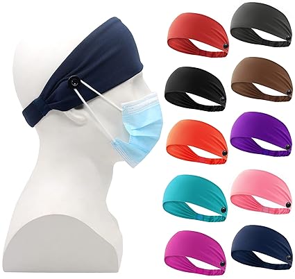 Nurses Headband for Women and Men Yoga Sports Workout Turban Heawrap for Everyone and Doctors,Protect Your Ears,5 Pack and 10 Pack Set