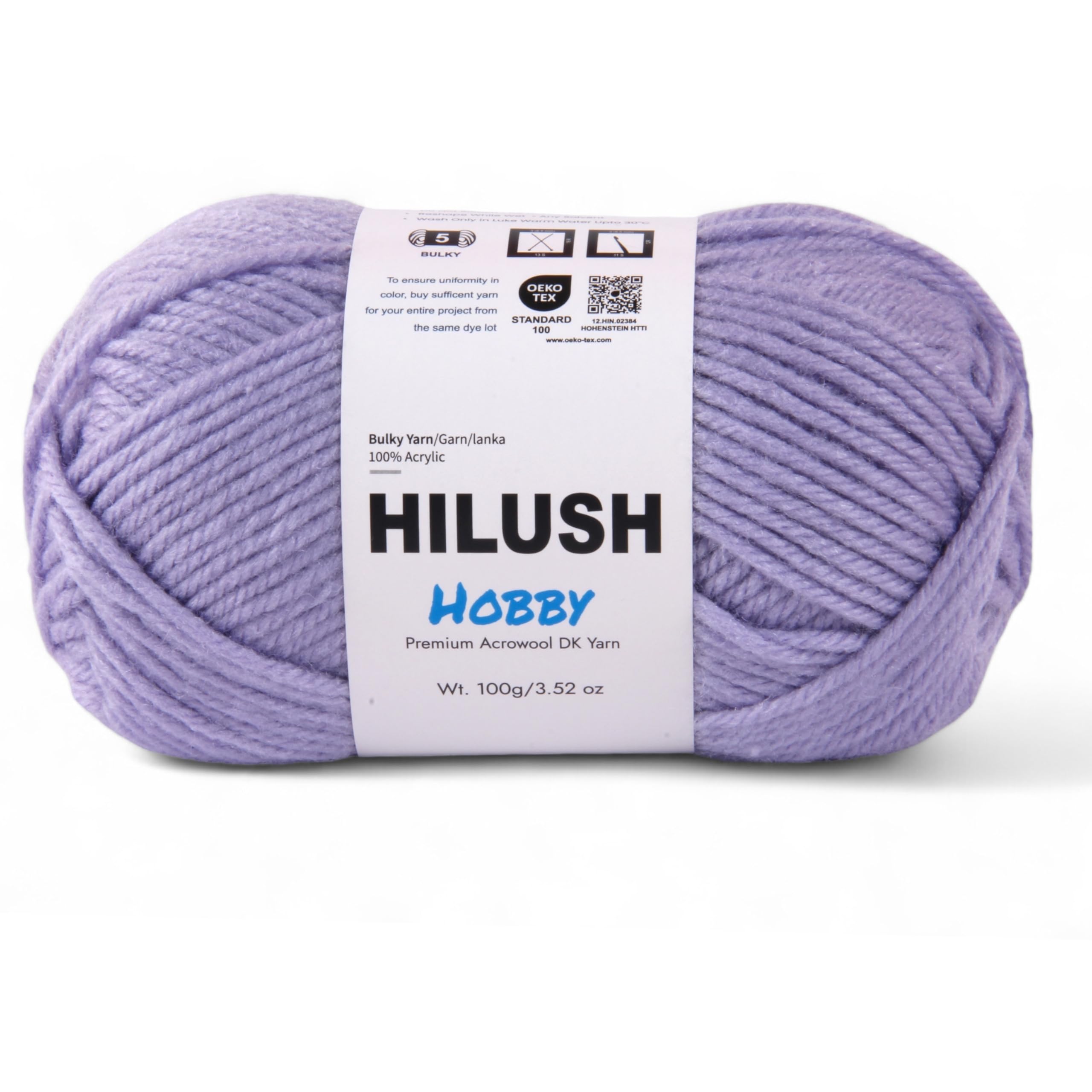 Hobby,Wool Yarn dk Acrylic Hand Knitting Yarn Ball (100g/1 Ball),Suitable for Craft amigurumi Shade 001 (Purple)-image-31