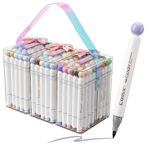 Comix Alcohol Markers Brush Tip, Art Markers 120 Professional Colors | Alcohol‑Based Drawing Markers with Storage Case, for Adult Coloring Books No Bleeding, Coloring Markers for Illustration