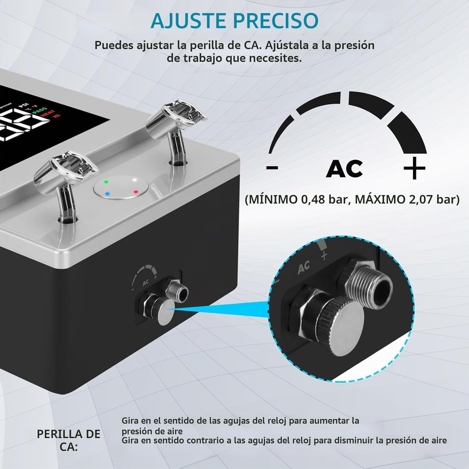Compresor Aerógrafo de Grado Profesional, Mini Compresor de Alto Rendimiento con Pantalla Digital Inteligente y Control de Presión Preciso para Pintura de Modelos