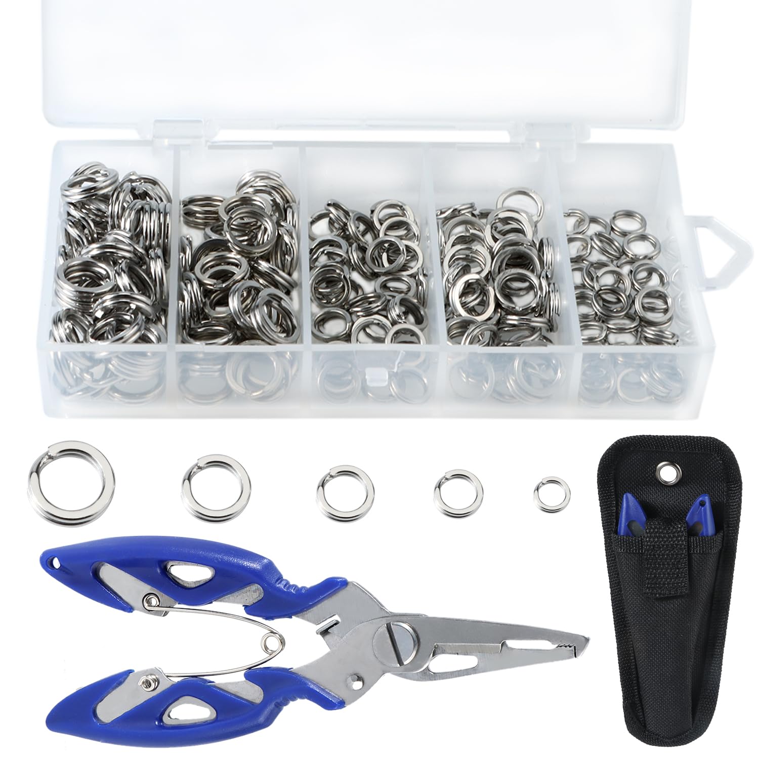 200 stuks vissplitringen, dubbele snap-ring, vissplitringen, dubbele snap-lus, aas met vistang voor zout water, zoetwatervissen