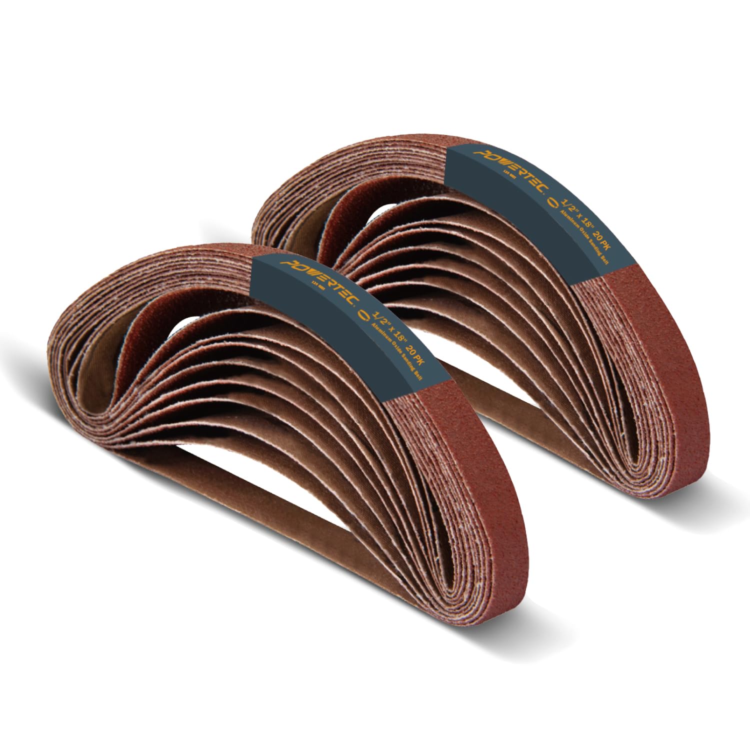 POWERTEC 1/2 x 18 Inch Sanding Belts, 120 Grit Aluminum Oxide Belt Sander Sanding Belt for Air File Belt Sander Woodworking