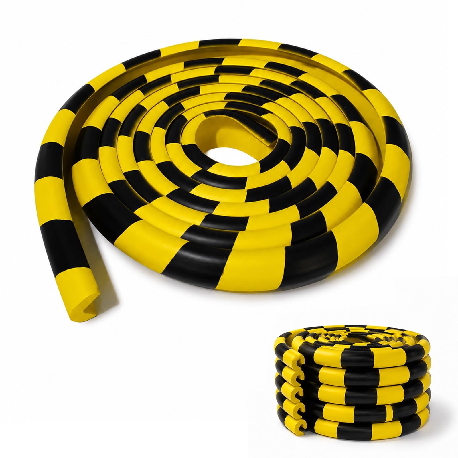 6pcs Wall Edge Corner Guards Yellow Black NBR Rubber Safety Bumpers, Self-Adhesive Foam Edge Protector for Garage Warehouse Parking Columns Shelves Equipment Protection