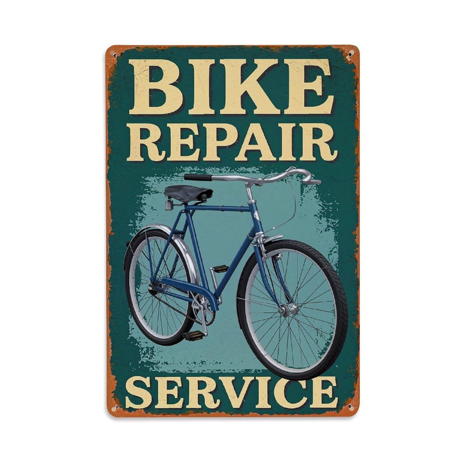 Jdfenggu Vintage Bike Repair Service Sign Retro Metal Tin Sign, Metal Poster For Bar, Home, Man Cave, Kitchen, Laundry Room Art Decor 8X12 Inch