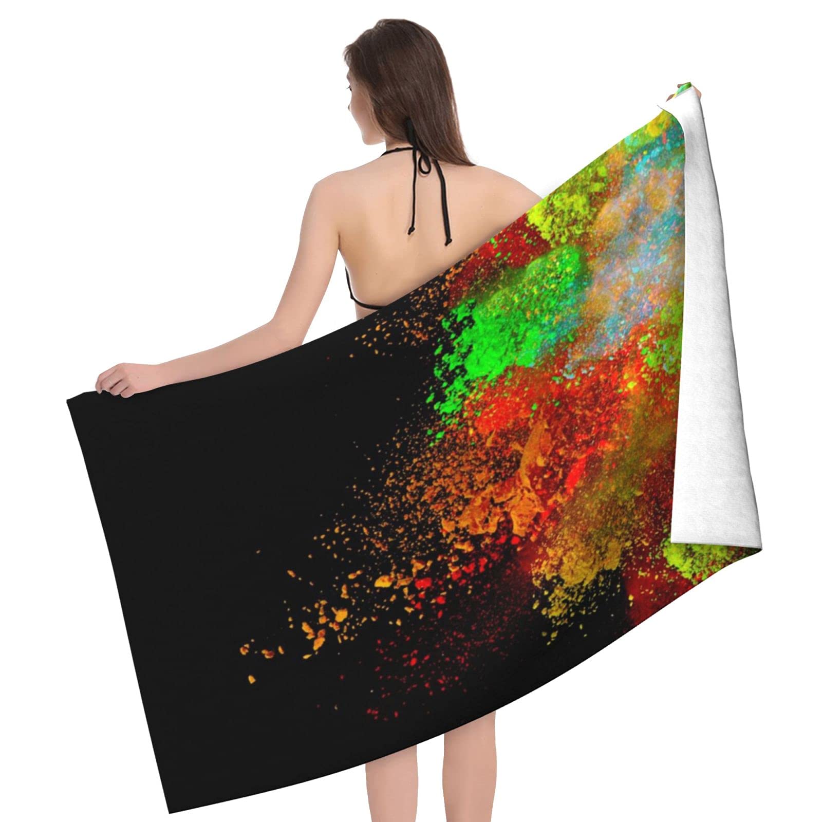 LSRCPD Colorful Beach Towel Highly Absorbent Microfiber Beach Blanket Soft Bath Towels 80 x 130 cm