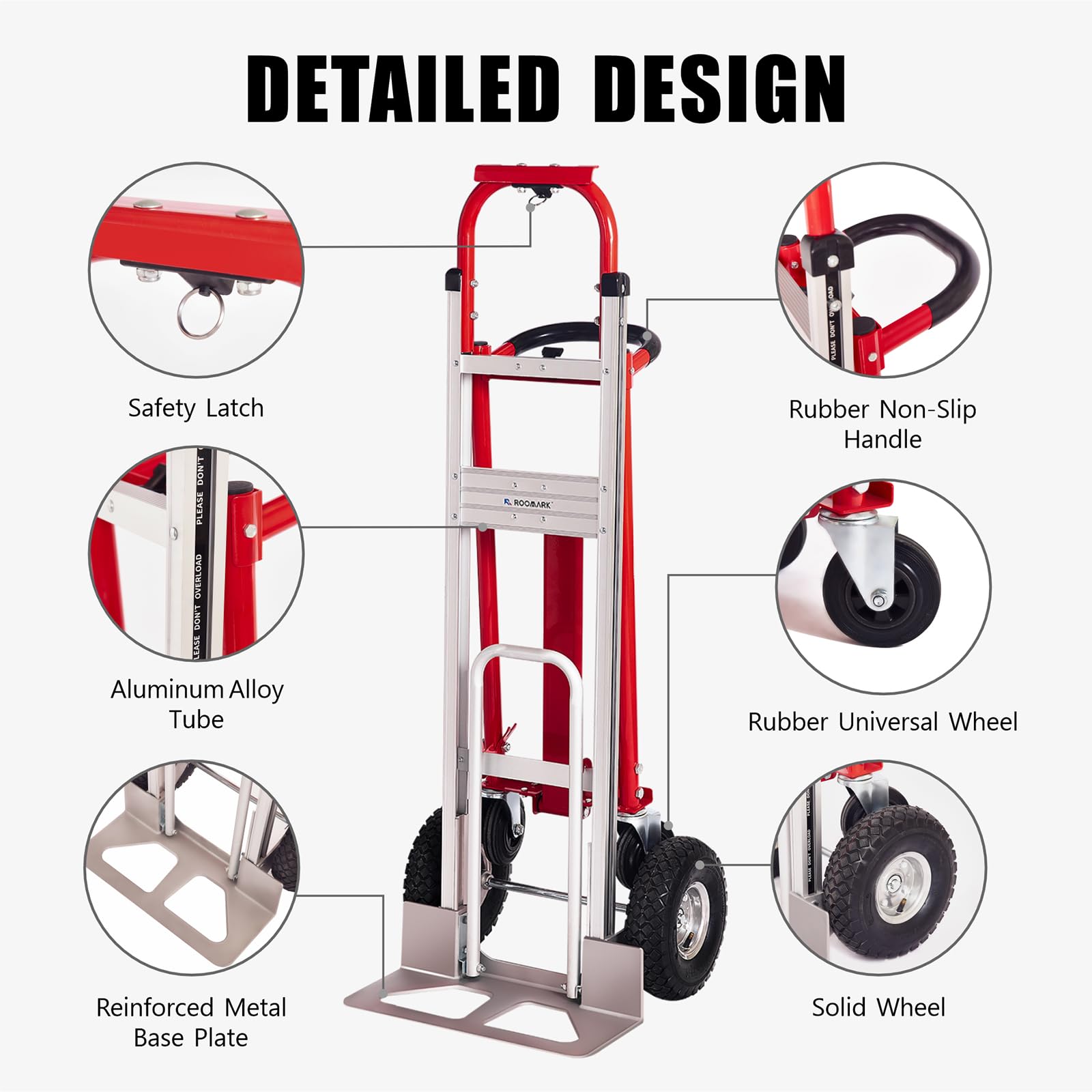 4-in-1 Sackkarre Klappbar Aluminiumlegierung, 363/454KG Tragfähigkeit,Plattformwagen Trolley mit Anti-Rutsch-Räder,Transportwagen Klappbar für Lade-&Transportaufgaben im Innen-&Außenbereich