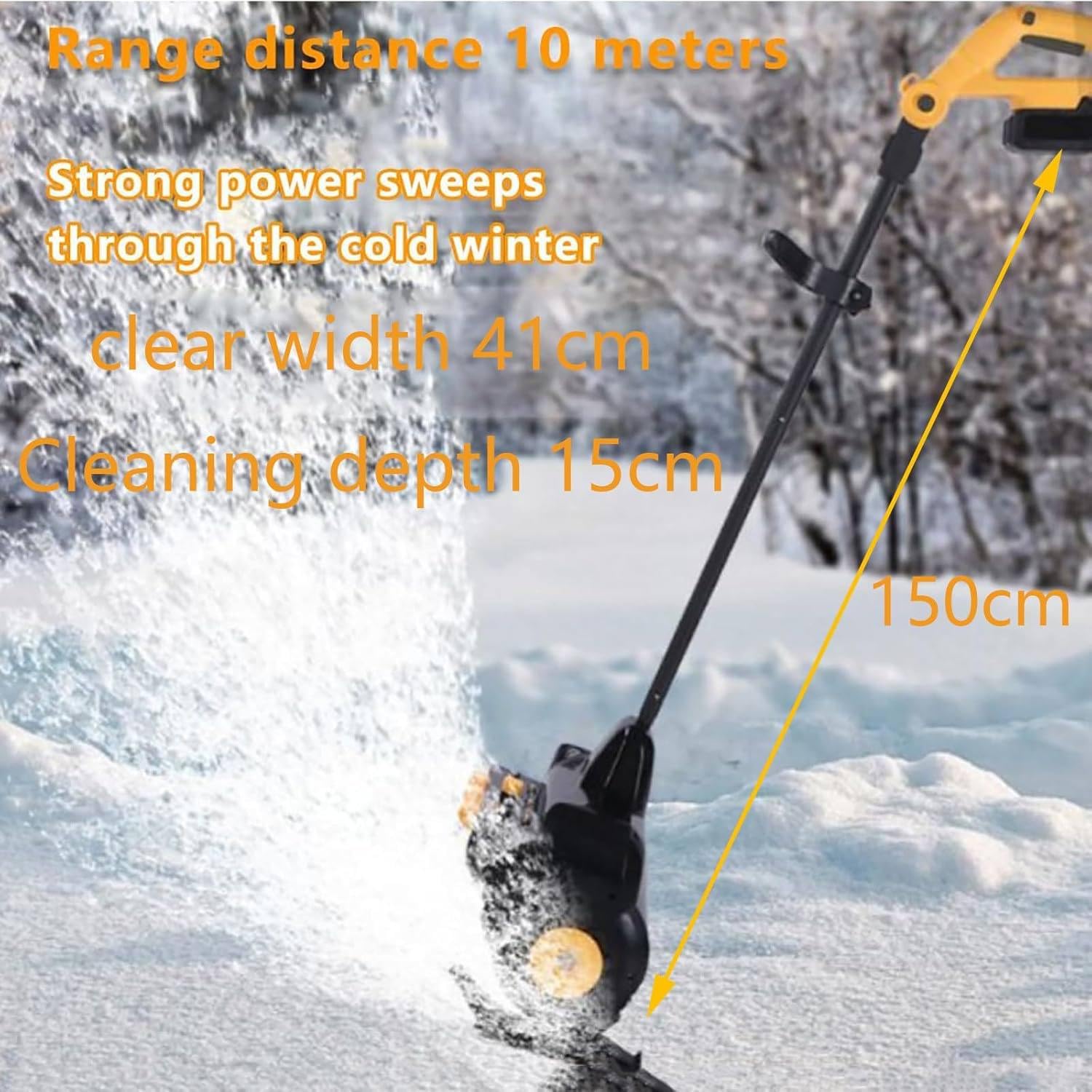 Pala Da Neve Elettrica Senza Fili, Spazzaneve A Batteria Da 23000 Giri/Min Con Guanti + Pala Da Neve Riscaldata, Con 2 Batterie E Caricabatterie Rapido, Larghezza 41 Cm, Profondità 15 Cm,Yellow