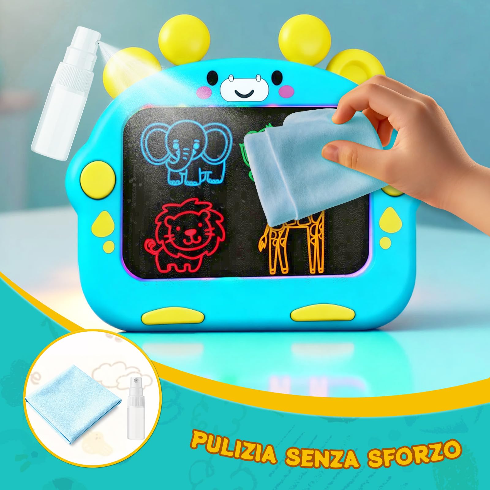 LumenVela Lavagna Led per Disegnare Bambini, Lavagna Luminosa per Disegnare con 8 Penne Colorate e 8 Modalità di Illuminazione, Lavagnetta Cancellabile Bambini per 3-8 Anni Ragazzi Ragazze