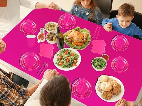 Miniatura 6 de TWOWYHI Juego de 50 vajilla de fiesta rosa intenso