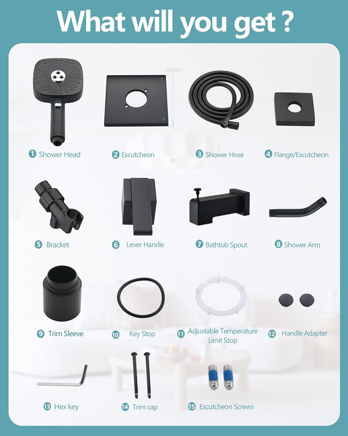 Handheld Shower Faucet Compatible with Delta 13/14 Series Tub Trim Kit, 4 Setting Shower Head, Shower Faucet System, Matte Black (Valve& Catridge Not Inclued)