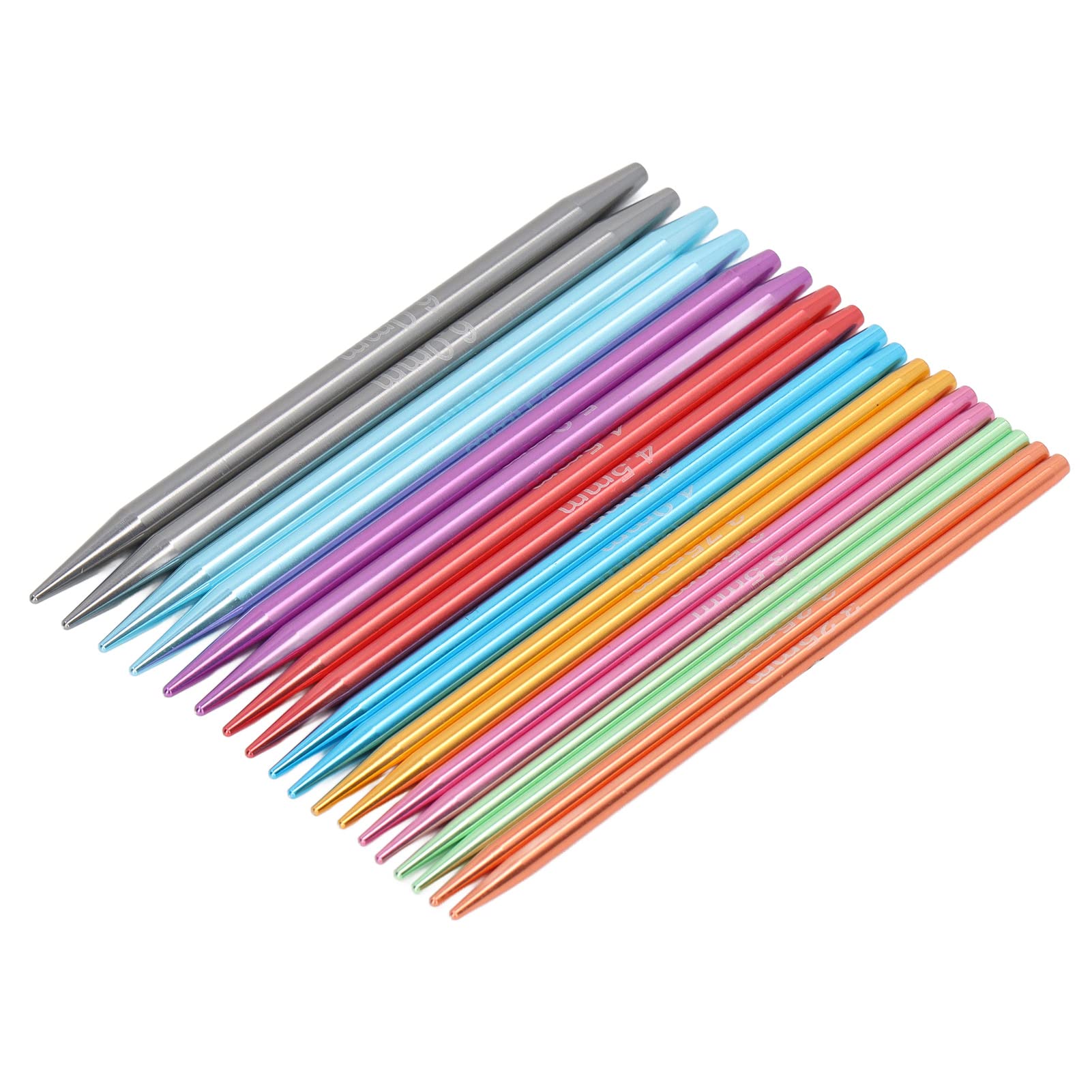 Set de agujas de tejer circulares, set de 9 tamaños de agujas circulares de aluminio con diseño ergonómico, agujas de tejer intercambiables para mantas, suéteres, bufandas y