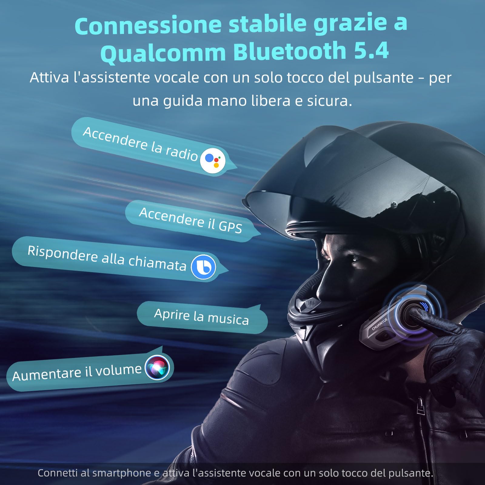 X2 Casco Moto Bluetooth Headset, sistema di comunicazione del casco per 2 fino a 4 persone con una portata di 1200 m, interfono per casco da moto con, Confezione Singola