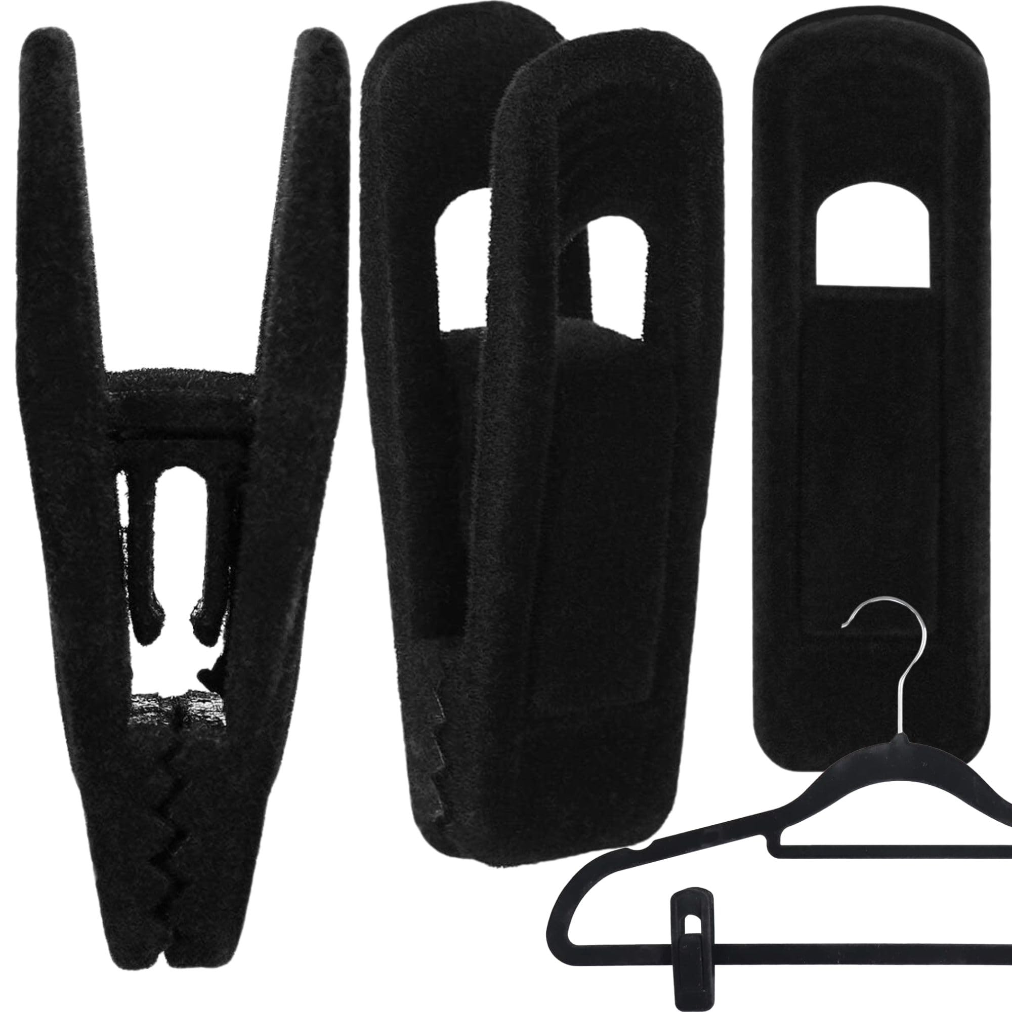 Panzy Home Velvet Hangers Clips, Black Pants Hangers Clips for Velvet Flocked Hangers Trousers & Skirts, Removable Clothes Clips (24, Black)