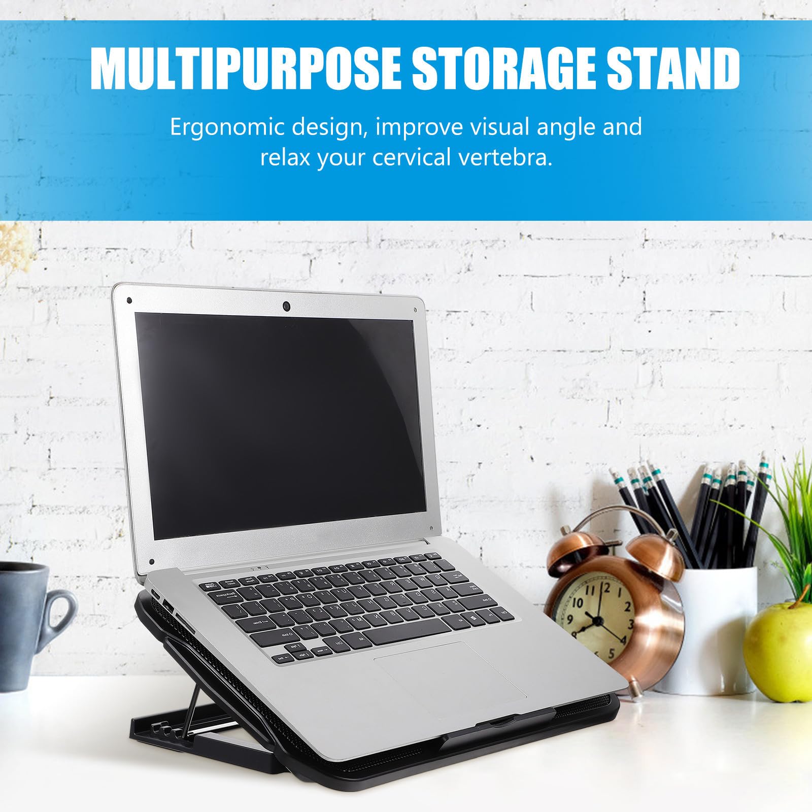 Healeved Refroidisseur D'ordinateur Portable en Fer et Plastique Multifonctionnel Double Interface USB et Vitesse de Vent Réglable pour Bureau et Maison