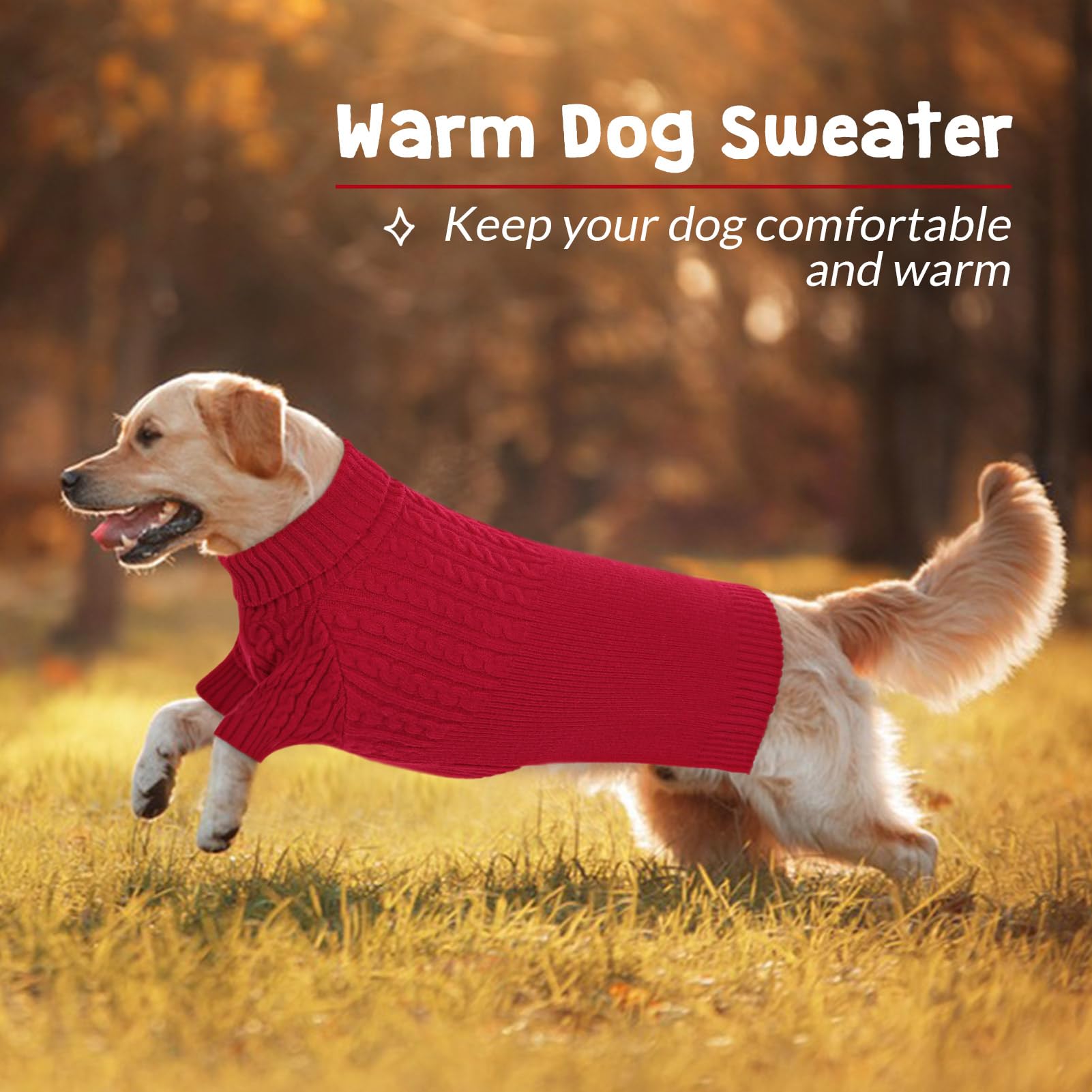 CITÉTOILE Maglione per Cani,Maglione per Cani Lavorato a Maglia per Cani di Piccola e Media Taglia,Cappotto per Cani Maglione Lavorato a Maglia a Collo Alto Lavabile,Cappotto Invernale Comodo Morbido