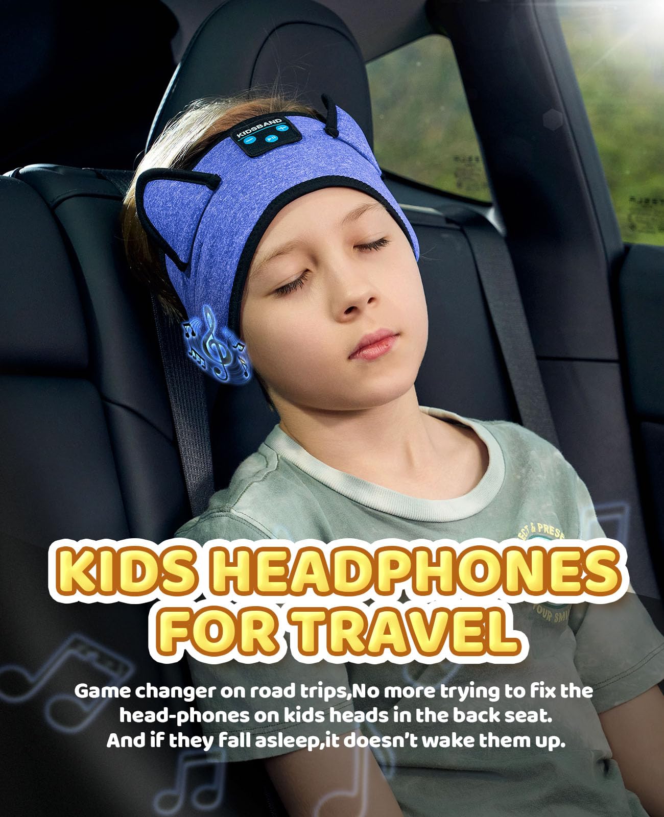 KIDSBAND Auriculares para niños, auriculares Bluetooth para niños con diadema ajustable, conector de 3,5 mm para la escuela, auriculares plegables para niñas y niños, tablet Kindle, teléfonos