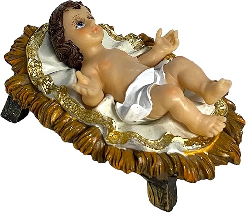 Miniatura 2 de GCK Bebé Jesús con pestañas en el pesebre Santa Religiosa Figurita Nino Dios Pesebre Navidad Navidad
