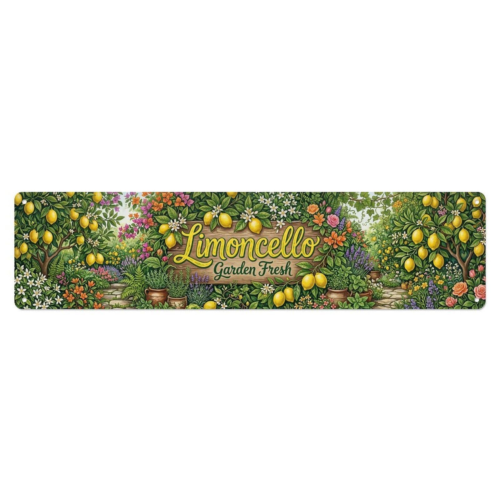 Gtthok Vintage Style Vintage Limoncello Garden Fresh Citrus Metal Tin Sign Plaque Wall Decor For Cafe, Club, Garden Metal Poster 4X16inch