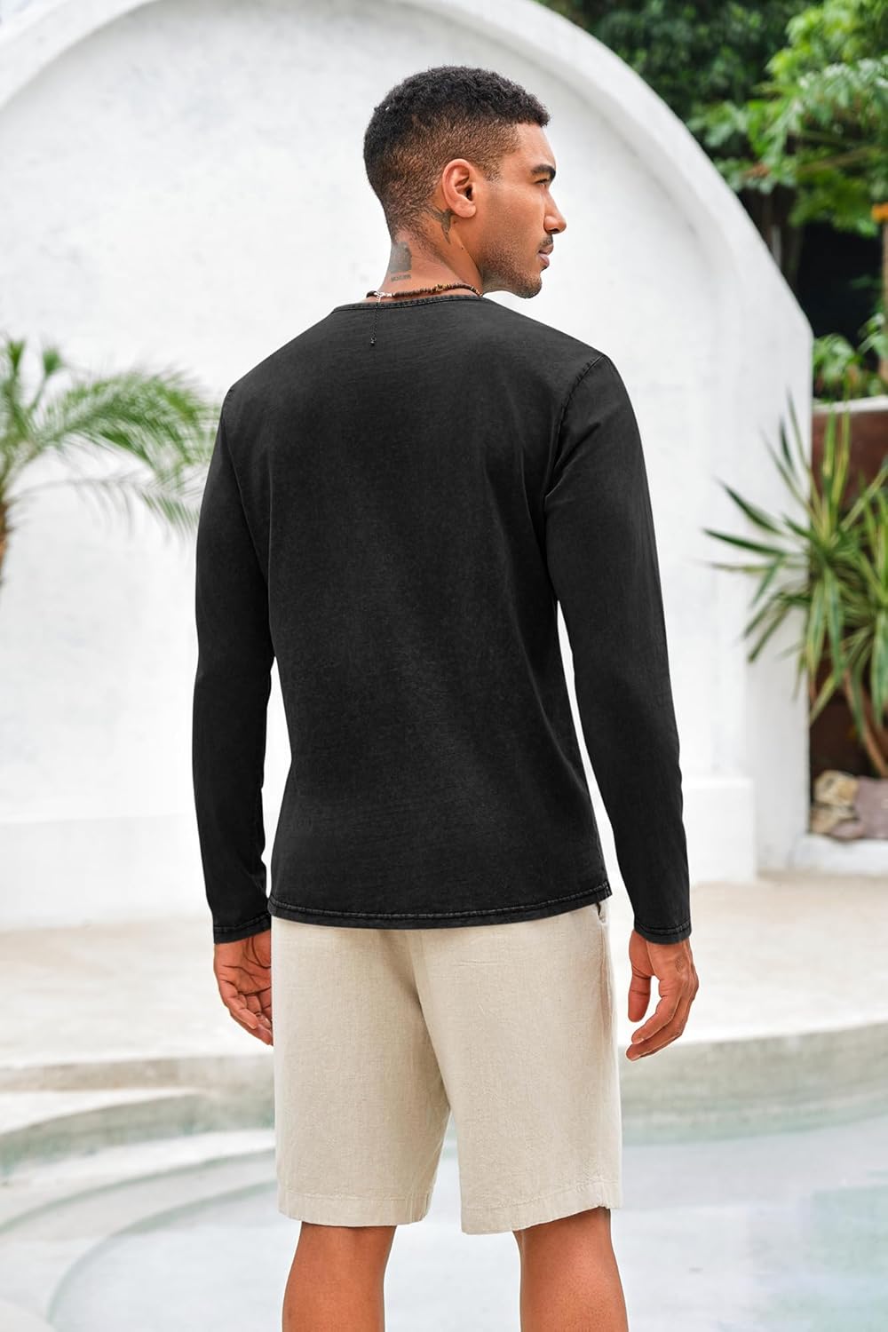 Beotyshow Mens Distressed Henley Shirts Front Placket Retro Long Sleeve Tee Shirts Casual Button Down Washed T-Shirts for Men - Image 3