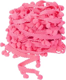 uxcell 10 Yards Pom Pom Ball Fringe Trim, Ribbon Sewing Accessory DIY Crafts for Home Curtain Clothes Pillow Decoration (8mm, Pink)
