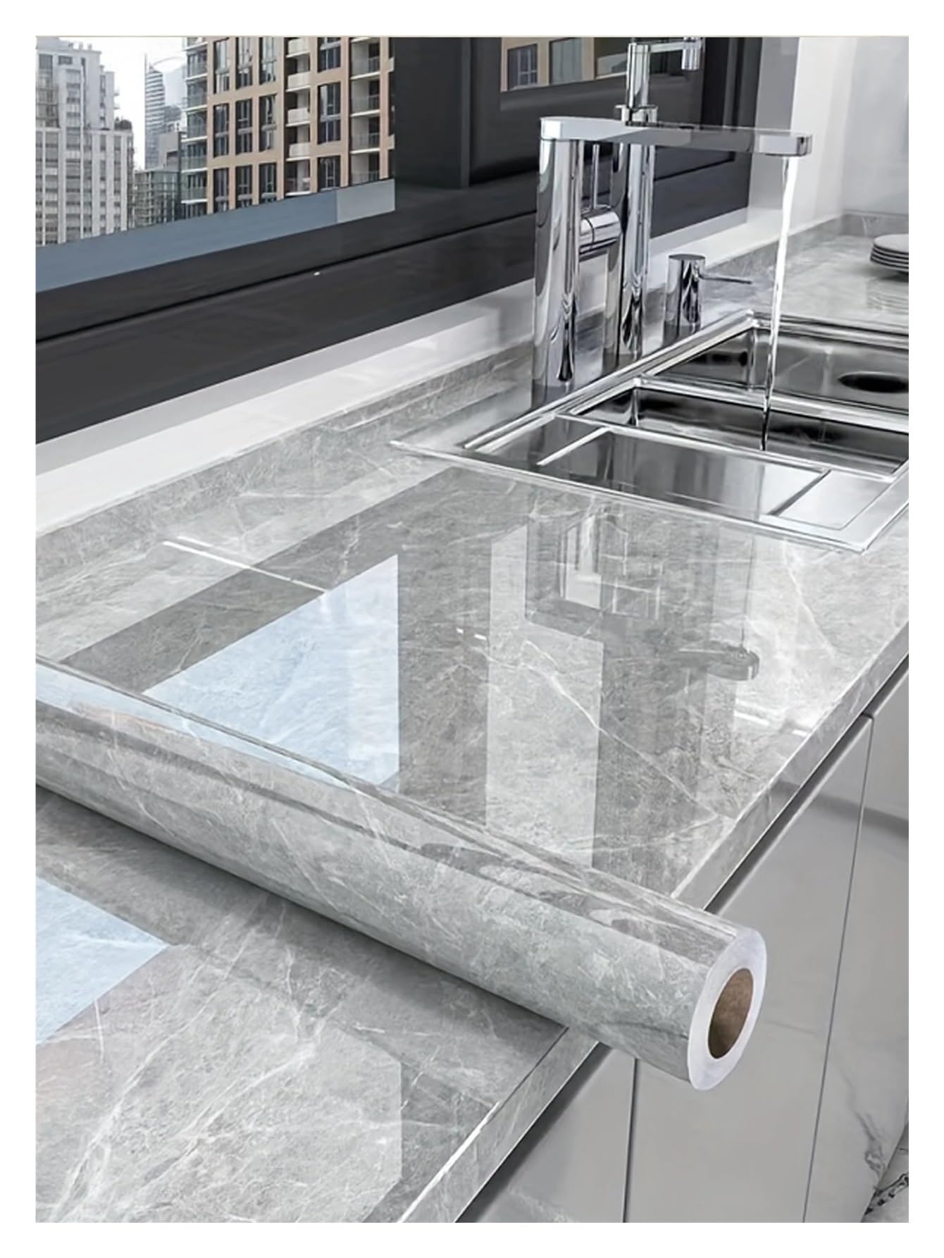 Kitchen Wallpaper Kitchen Backsplash Wallpaper, Peel and Stick Aluminum Foil Contact Paper, Self Adhesive, Oil-Proof, Heat Resistant, Wall Sticker