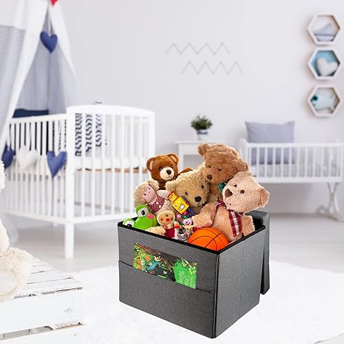 Miniatura 7 de Hamgtrion Otomana plegable con almacenamiento - gris L17W13H13inches