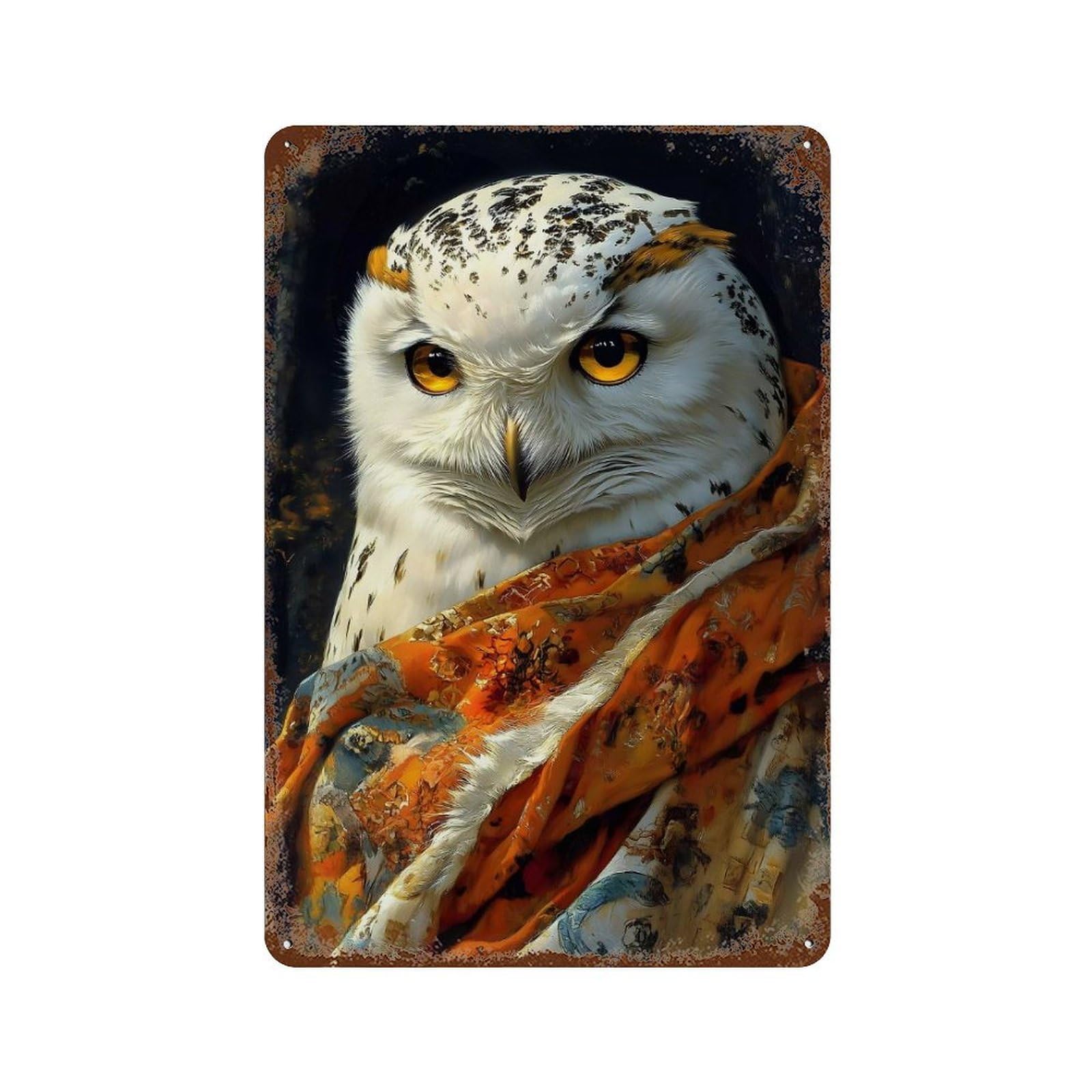 Snowy Owl Portrait Animal Retro Metal Sign 11.8"x7.9", Classic Wall Plaque for Basement, Hobby Room And Garage Decor