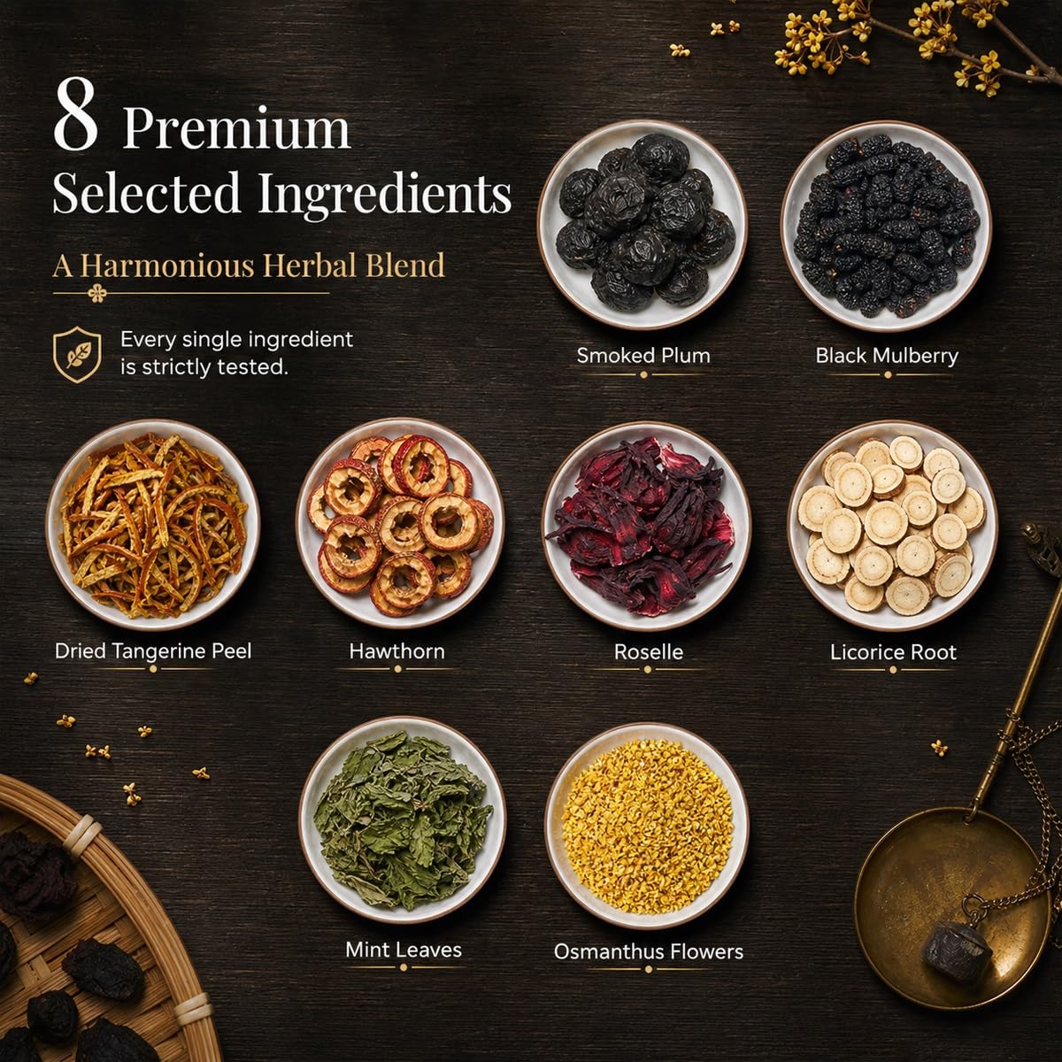 Preparado Infusión Ciruela Agria Hierbas Té 5 Sobres De 100g | Bebida tradicional de verano con hibisco espino blanco y bolsa filtro. Sabor agridulce refrescante sin aditivos artificiales.