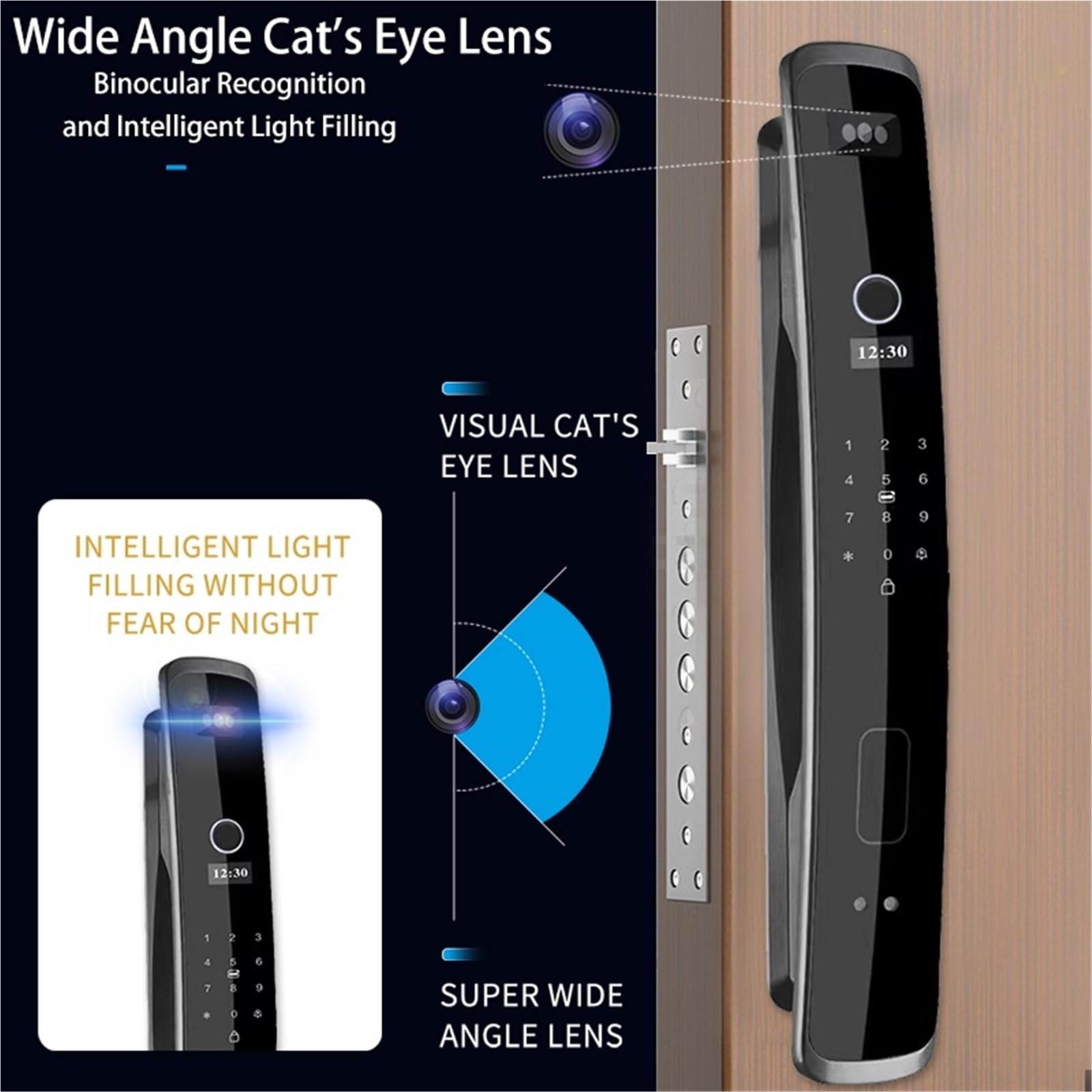 Serratura Smart, Riconoscimento biometrico Smart Door Lock Controllo remoto Impronta digitale Password IC Card APP Wifi Blocco sblocco,per camere da letto, uffici e hotel(D6s-Gray-6068R)