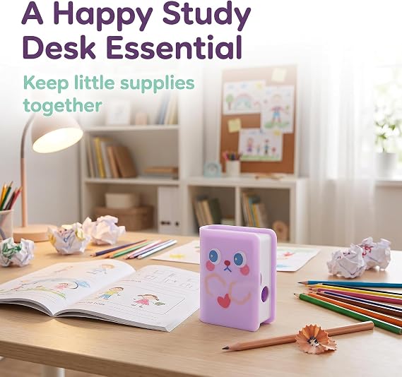 4 Pcs Dual Purpose Book Pencil Sharpener Eraser, Cute Cartoon Student Eraser Pencil Sharpener Office Supplies Writing and Correction Supplies