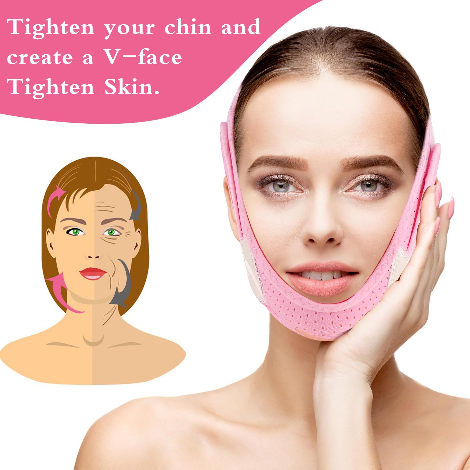 Masque Raffermissant Visage 3 Pièces - Lifting V - Réducteur Double Menton - Neuf