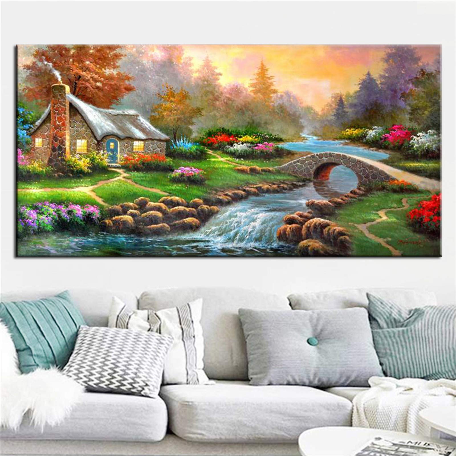 Point de croix diamant 5D grand format et strass ronds pour décor mural