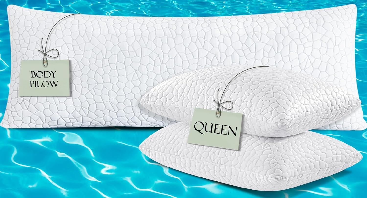 SUPA MODERN Body Pillow and Cooling Bed Pillows for Sleeping 2 Pack