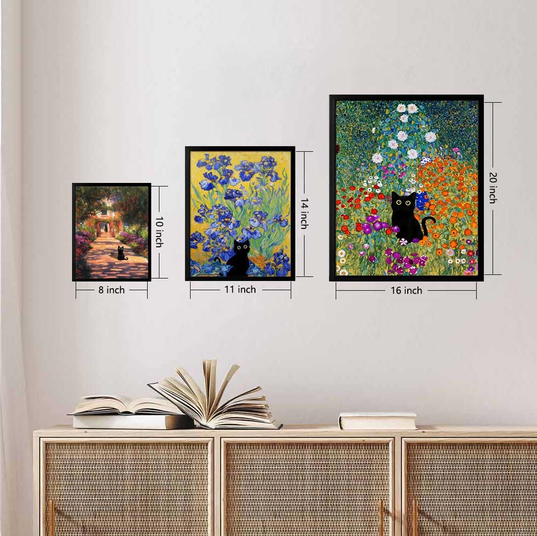 Hamduker Leinwand-Kunst, Katzen-Dekor für Schlafsaal, Schlafzimmer, Leinwanddrucke, ästhetische Monet-Katzen-Poster, Wohnzimmer-Dekor (Größe: 40,6 x 50,8 x 1 Stück)