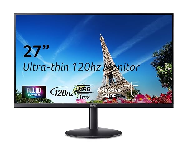 Acer SB273 G0bi 27" IPS Full HD (1920 x 1080) Ultra-Thin Zero-Frame Gaming Office Monitor | Adaptive-Sync Support (FreeSync Compatible) | Up to 120Hz Refresh | 1ms (VRB) | Tilt | HDMI & VGA Ports