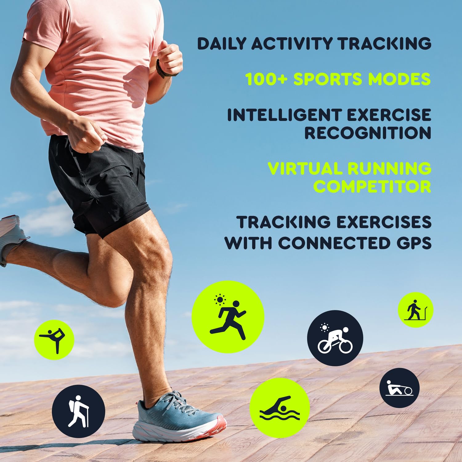 OCTANDRA Spark VeryFit - Reloj inteligente Bluetooth de 2 pulgadas con respuesta de llamada Alexa, energía corporal, frecuencia cardíaca, saturación de oxígeno, monitor de sueño, rastreador de pasos