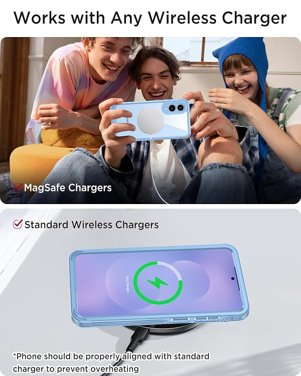 Miimall Strong Magnet for Samsung Galaxy S25 Edge Phone Case,[Built-in Glass Screen Protector][Compatible with Magsafe][Military Shockproof Dropproof]Full Body Funda para Samsung S25 Edge, Blue/Clear by Miimall - Used condition - Image 7