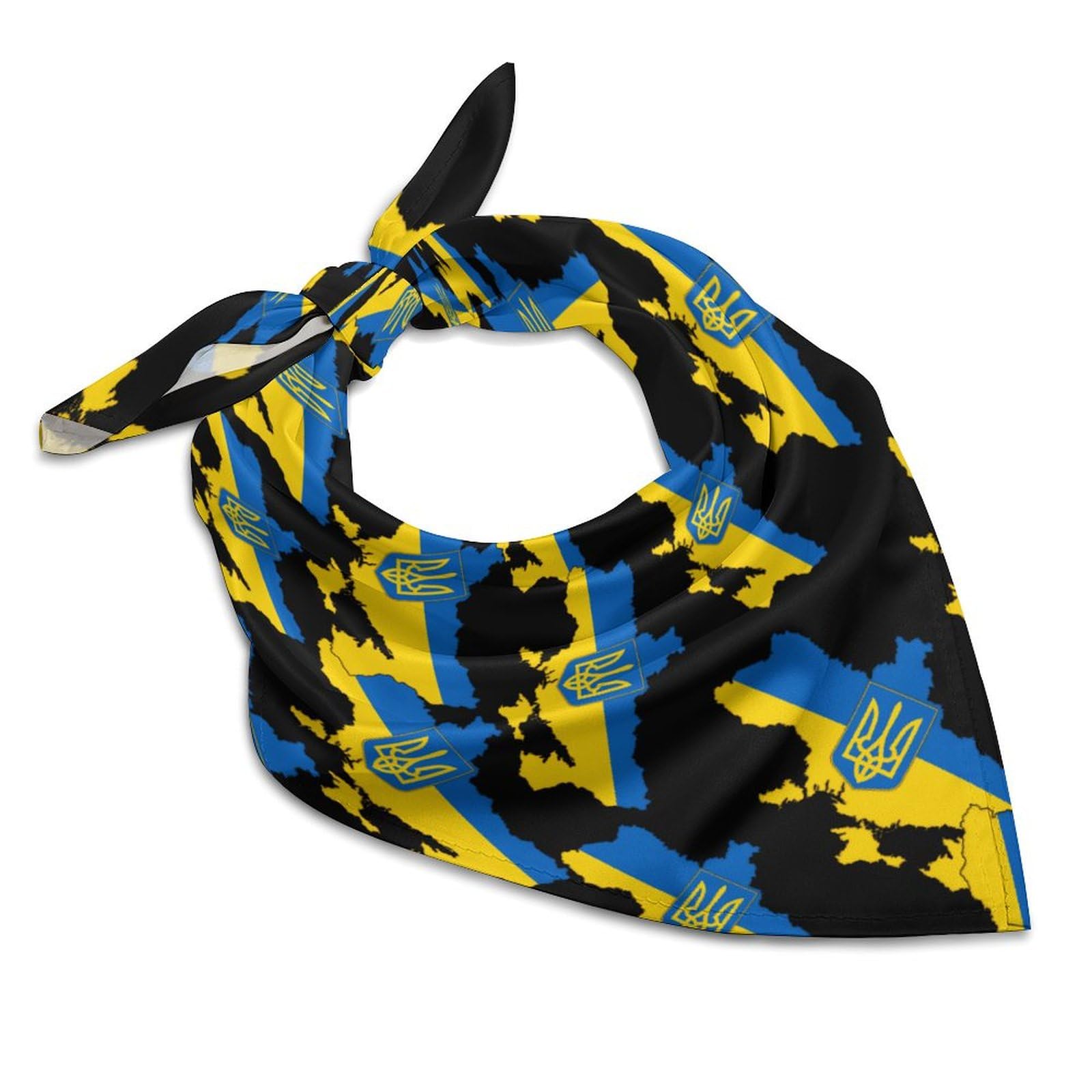 Smazdfxx Unisex As Pic Ukraine Flag Map Fashion Head Scarf For Women Silk Like Bandana Kerchief Satin Square Scarves Gifts