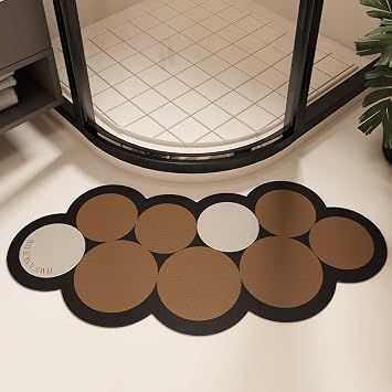 Quadrant Shower Mat, Super Absorbent Diatomite Curved Bath Mat, Non Slip Quick Drying Curved Shower Mat Outside Shower, Easy to Clean,B,48x100cm19x39in