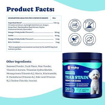 Tear Stain Support Chews for Dogs, Eye Health & Immune Supplement