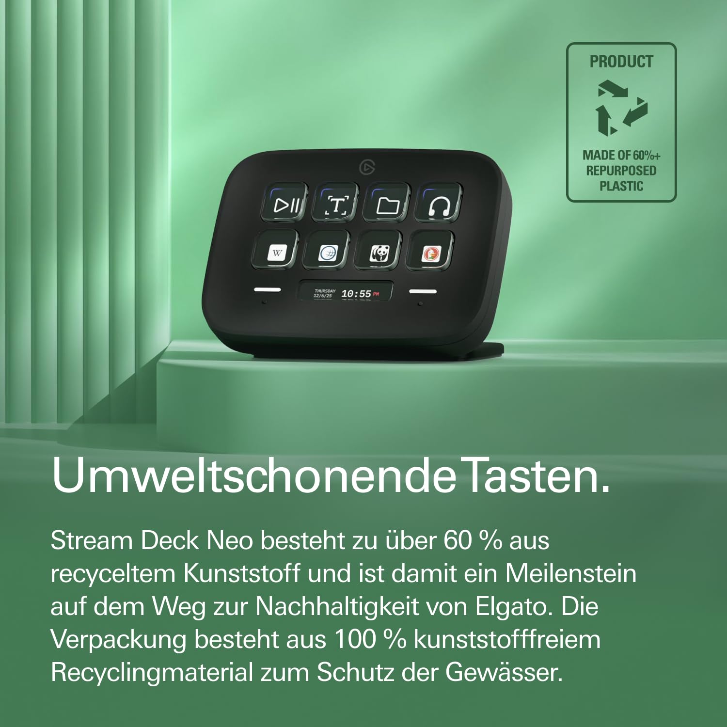 Elgato Stream Deck Neo Black 8 anpassbare Tasten 2 Touch Points Tasks Workflows kompatibel Mac PC