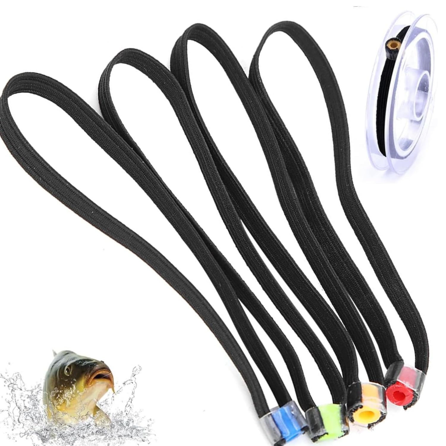 4Pcs Fishing Tippet Spool Ring, Elastic Fabric Tippet Spool Tenders, 3.35in Fishing Tippet Tackle Tool, Lightweight Fish Wire Loop Tackle with 5 Color Rings for Line Winder
