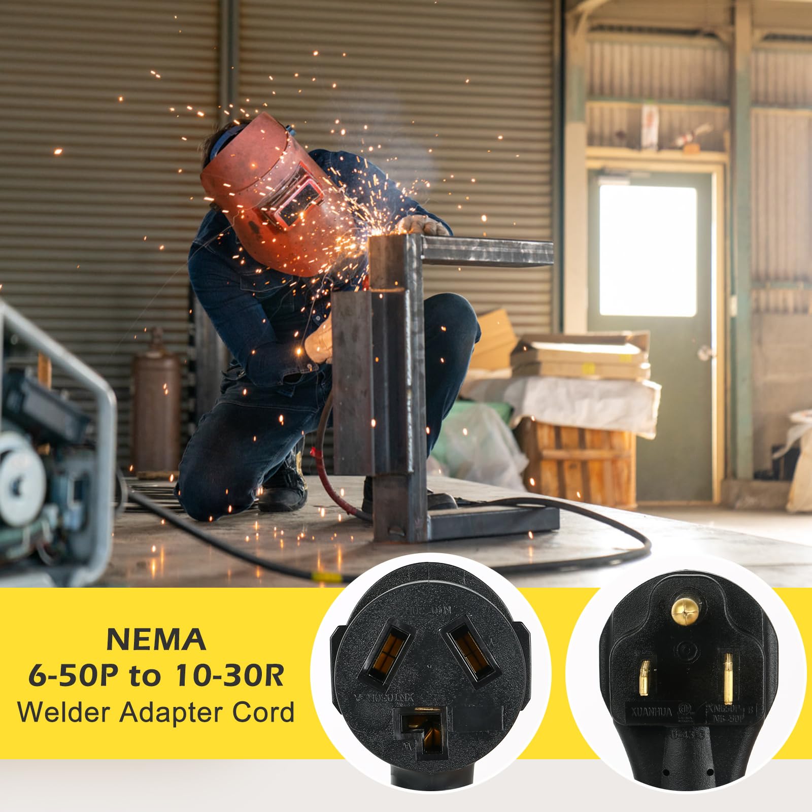 1FT NEMA 6-50P to 10-30R Power Adapter Cord, ZDHQLHJ 3 Prong 50