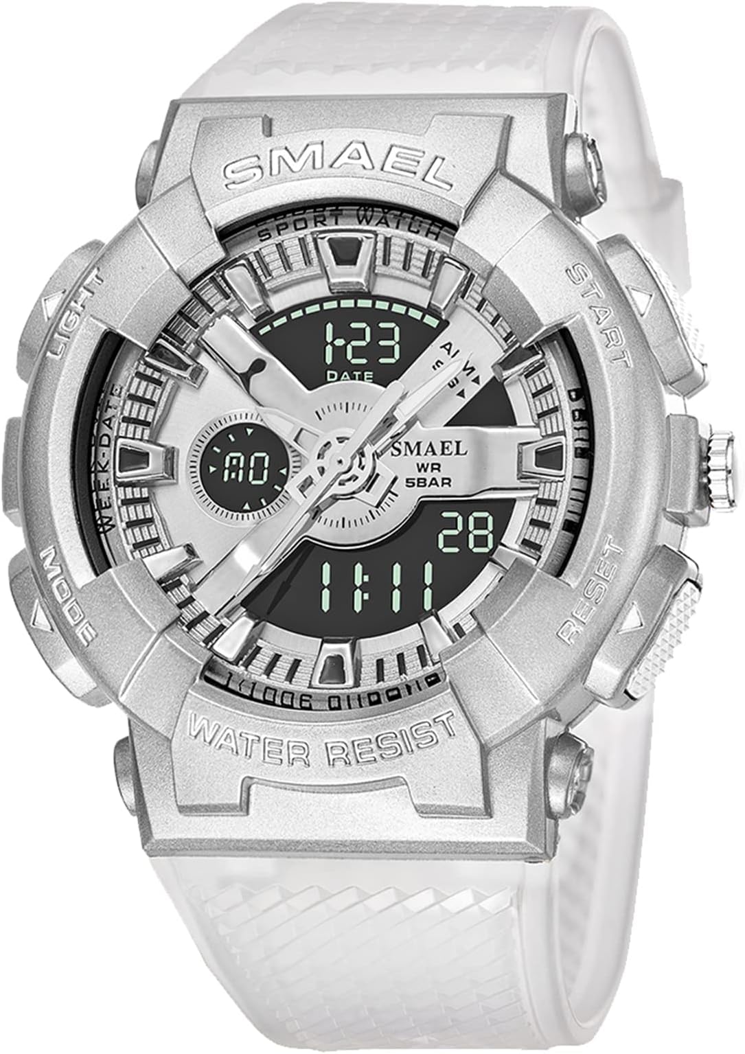 SMAELMen's Digital Sports Watch, 50M Waterproof Watches for Men, Analog quartz Multifunctional Wristwatch, Led Backlight Military Causal Watch